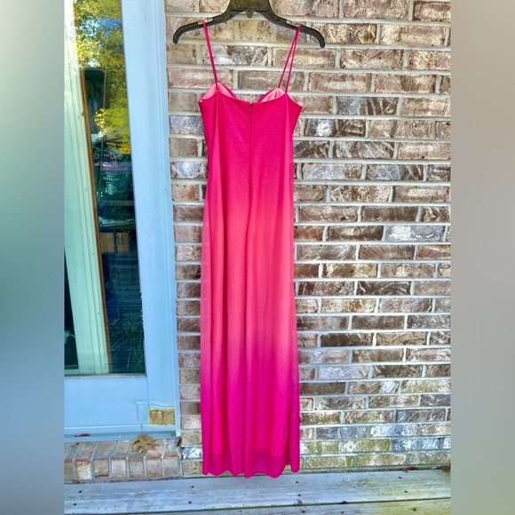 Y2K Pink & Peach Coral Sparkly Ombre Prom Dress - Picture 8 of 11